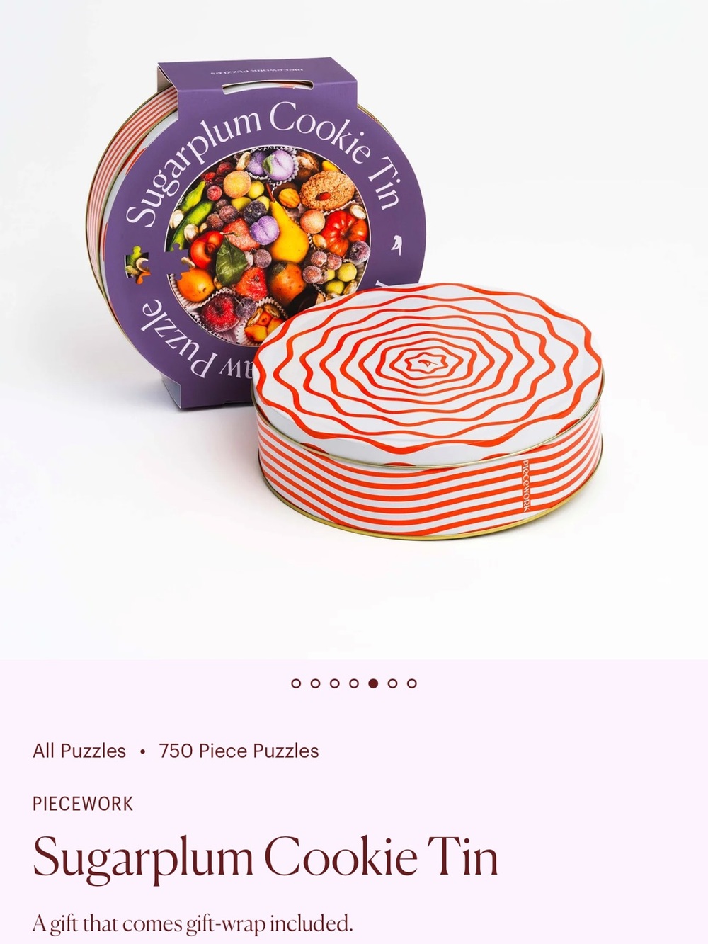 Piecework Puzzles “Sugarplum” Puzzle and Cookie Tin